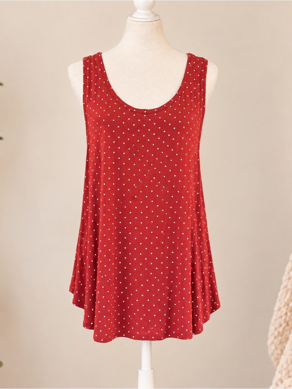 Old Navy Luxe Red/Orange Polka Dot Swing Tank Top XL Sleeveless Tunic